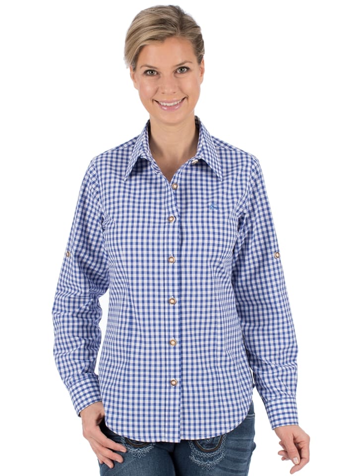 OS-Trachten Trachtenbluse 150000-2602 in blau günstig kaufen