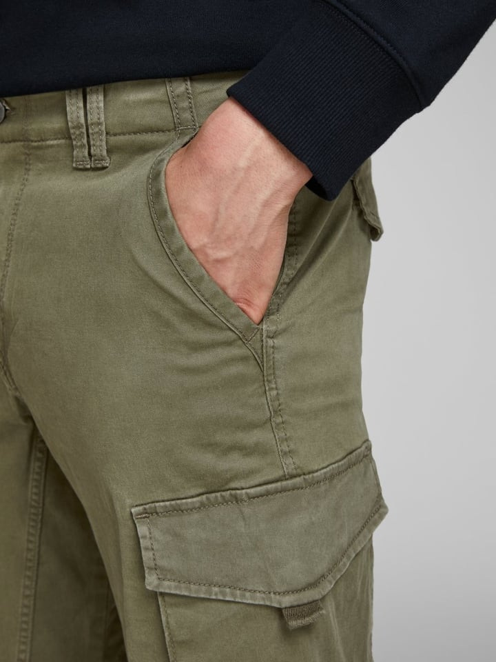 Jack & Jones Hose Cargo Jogger Pants PAUL FLAKE AKM 542 Twill Gummibund in Olive günstig kaufen
