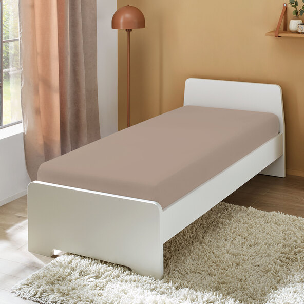 Jersey Spannbetttuch, 90-100 x 200 cm, beige