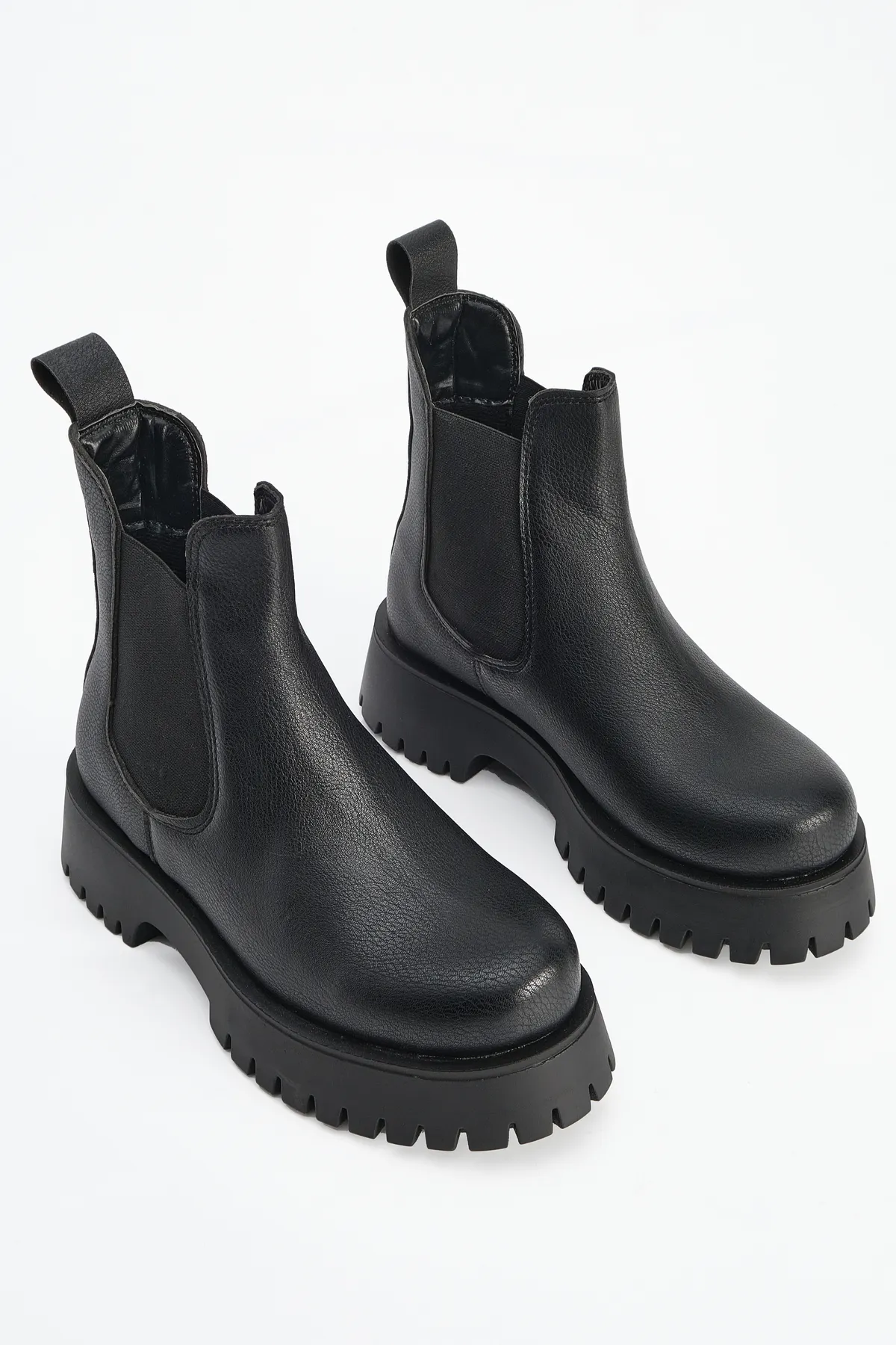 Marjin  Damen-Tagesstiefel mit dicker Sohle und elastischem Seitenband Kolev Schwarz
