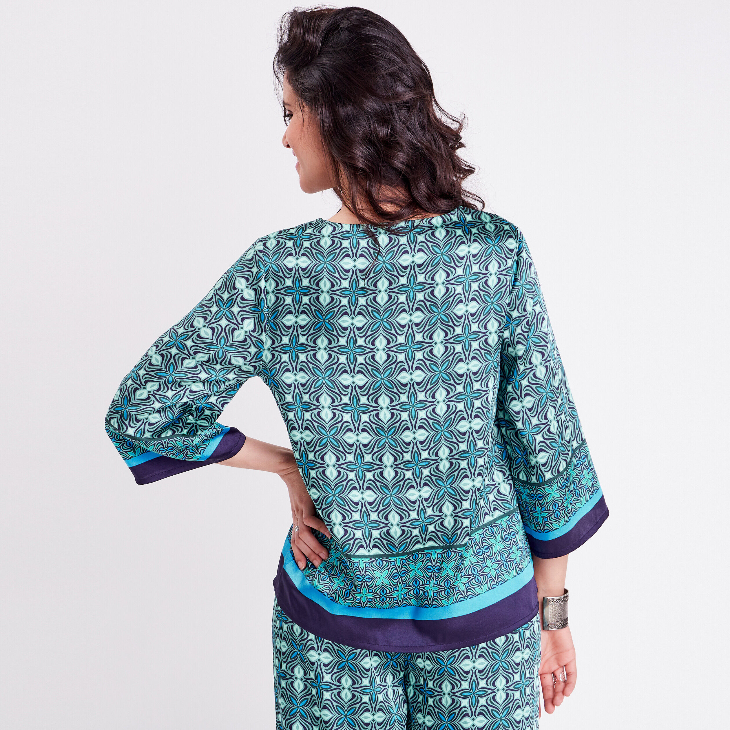 Blouse manches 3/4 vert menthe femme | Cache Cache