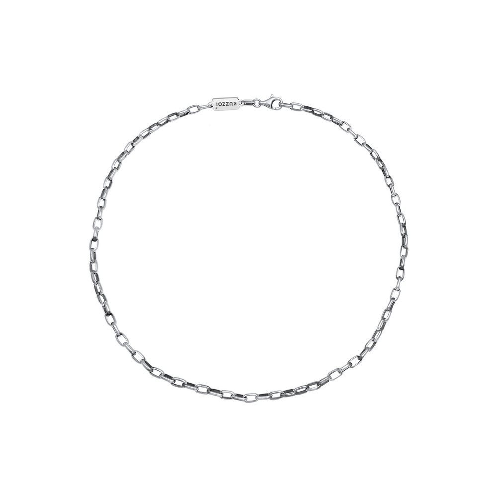 KUZZOI KUZZOI Collier Ancre ronde pour hommes, ovale de base en 925/1000 argent massif collier