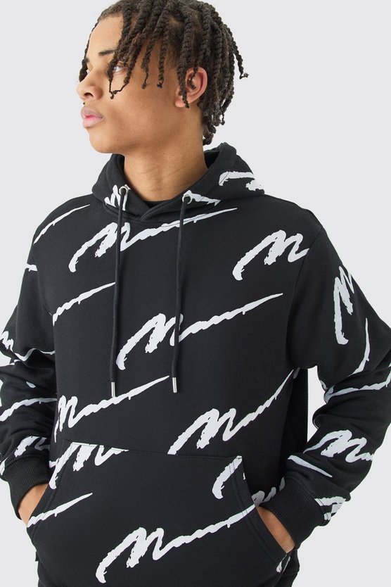 Man Signature Hoodie mit Print