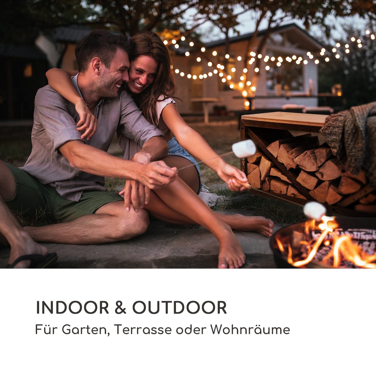 blumfeldt Feuerschale Kindlewood L Rust, (ansehnlich moderner Holzspeicher mit Sitzbank-Funktion)