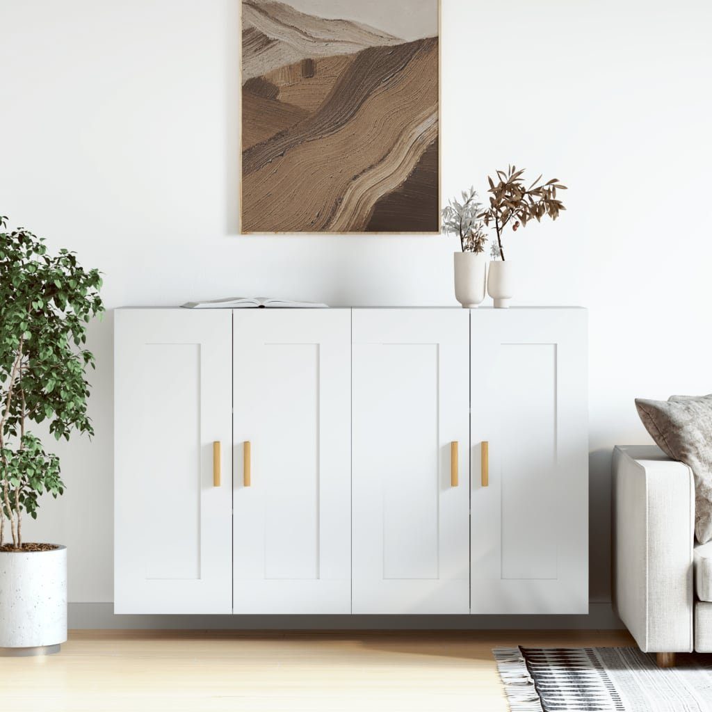 vidaXL Sideboard Wandschränke 2 Stk. Hochglanz-Weiß Holzwerkstoff (2 St)