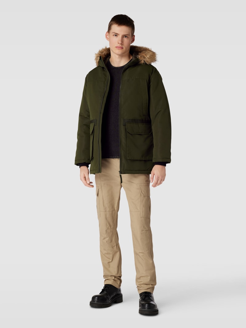 Parka mit Kunstfellbesatz Modell 'EWING' in olivgrün