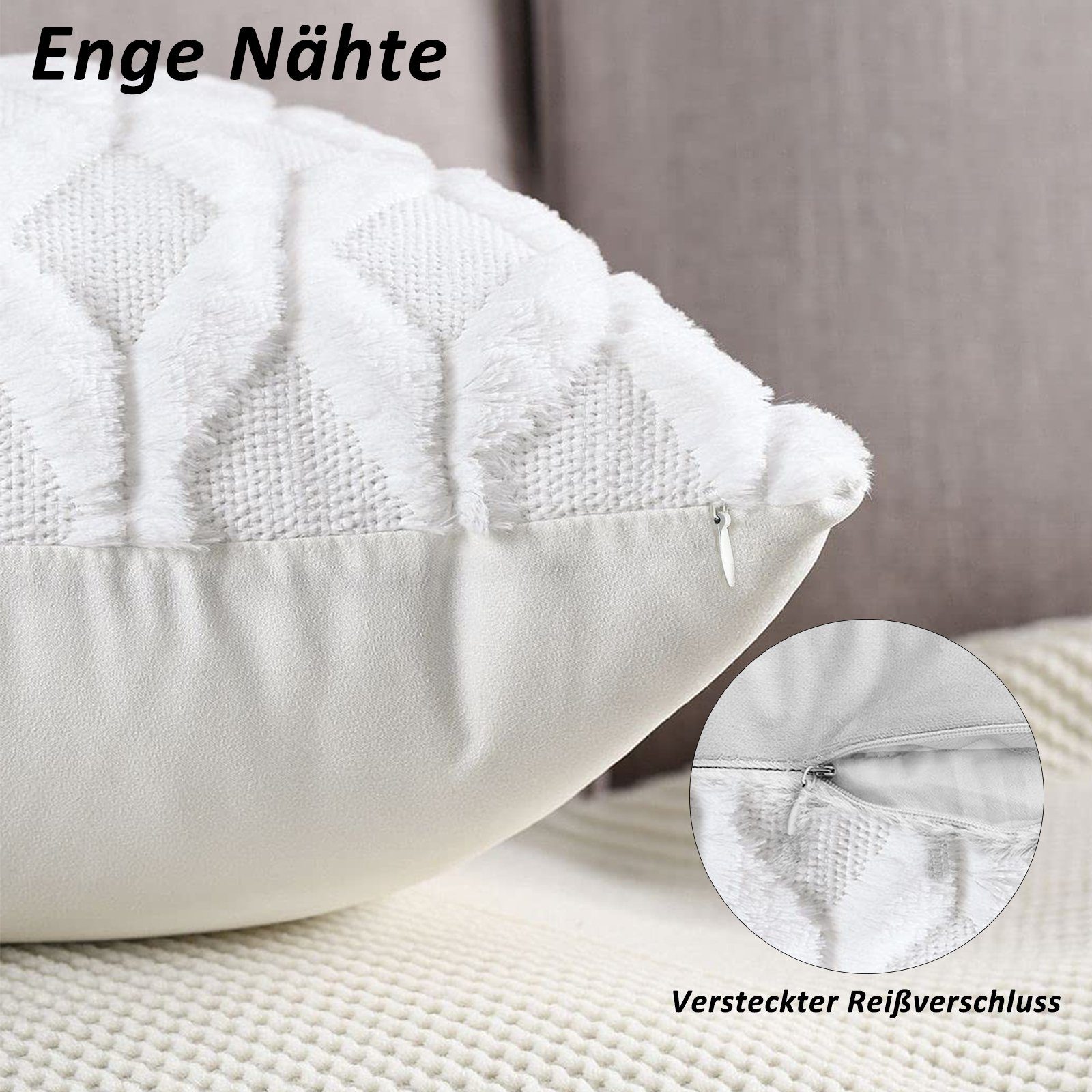 Kissenbezüge Kissenbezüge Plüsch Raute Kissenbezug Dekorative Zierkissenbezüge, CALIYO (2 Stück), Kopfkissenbezug für Sofa/Wohnzimmer/Schlafzimme