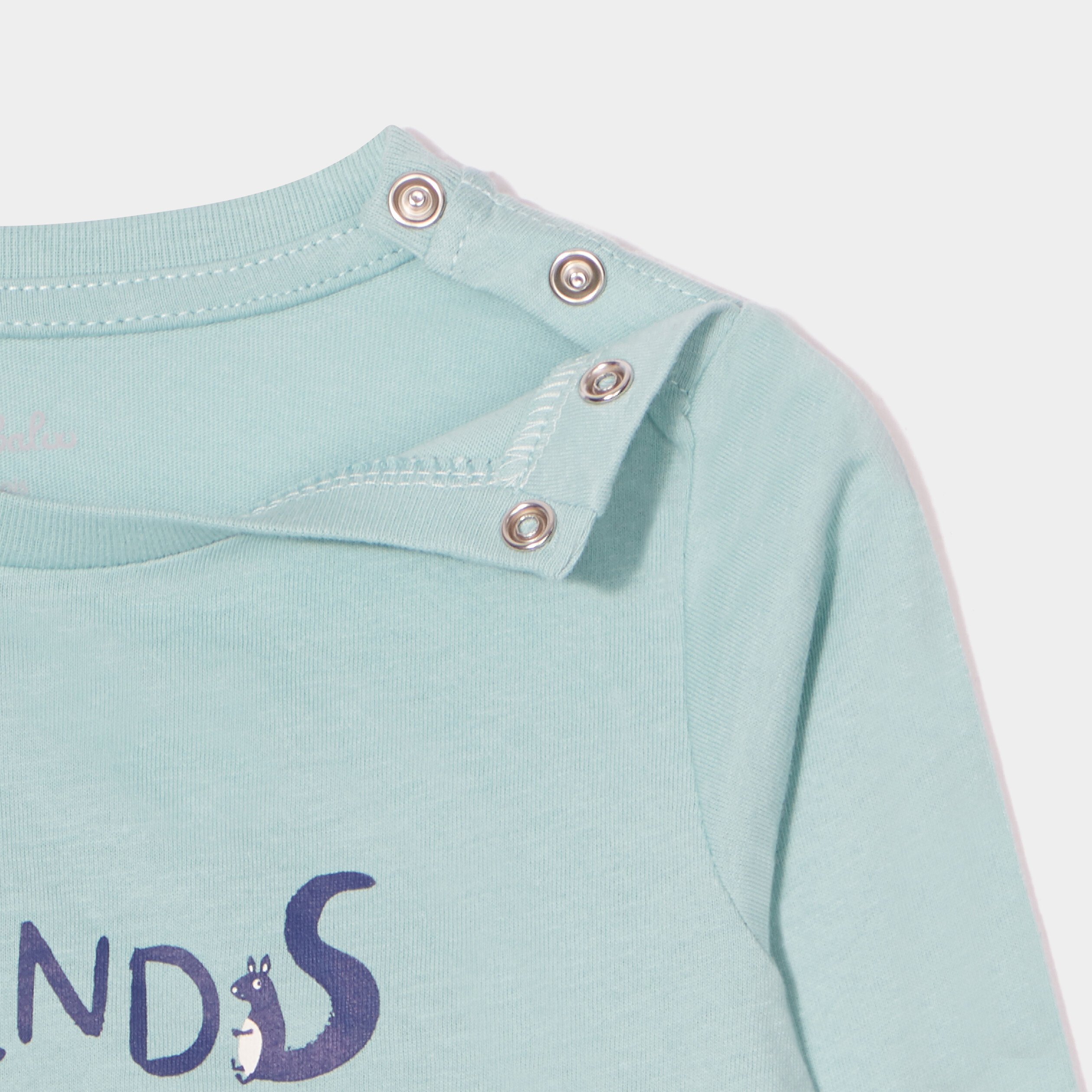 T-shirt boutonné manches longues coton vert clair bébé garçon | La Halle