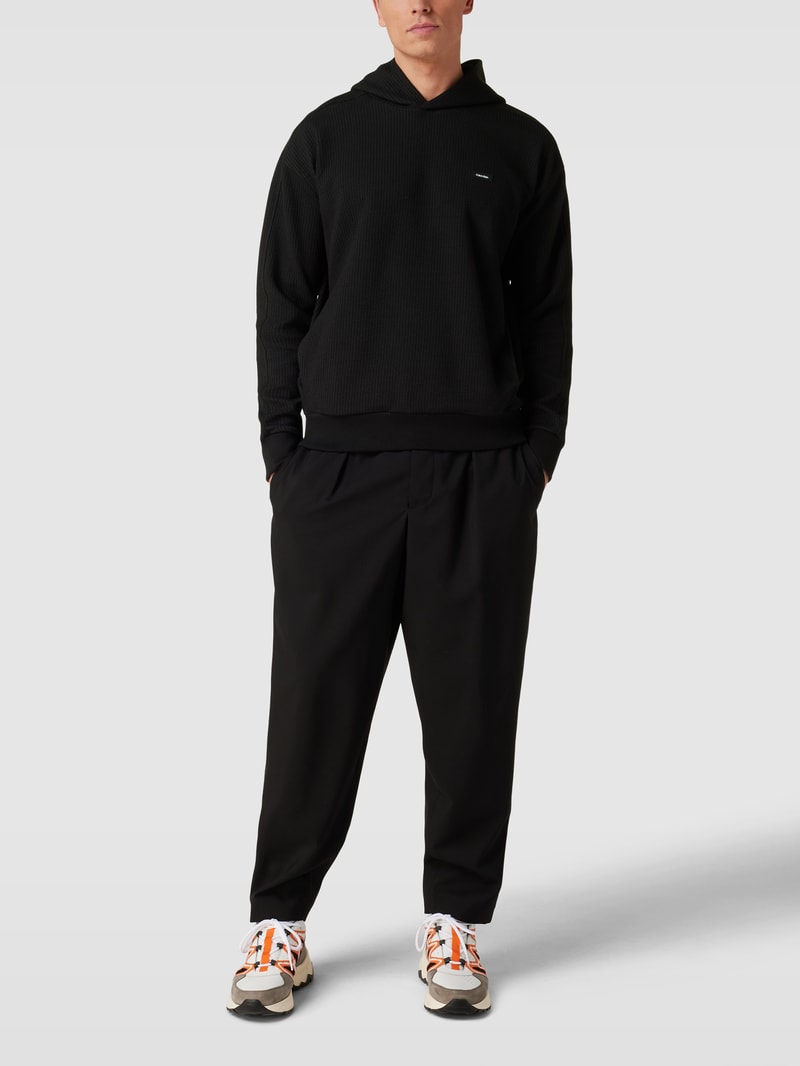 Hoodie mit Strukturmuster Modell 'OTTOMAN' in schwarz