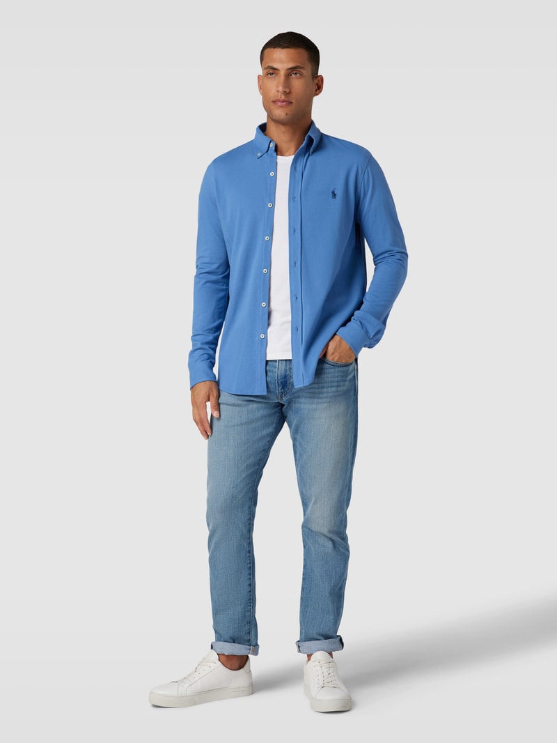 Slim Fit Freizeithemd mit Button-Down-Kragen in bleu