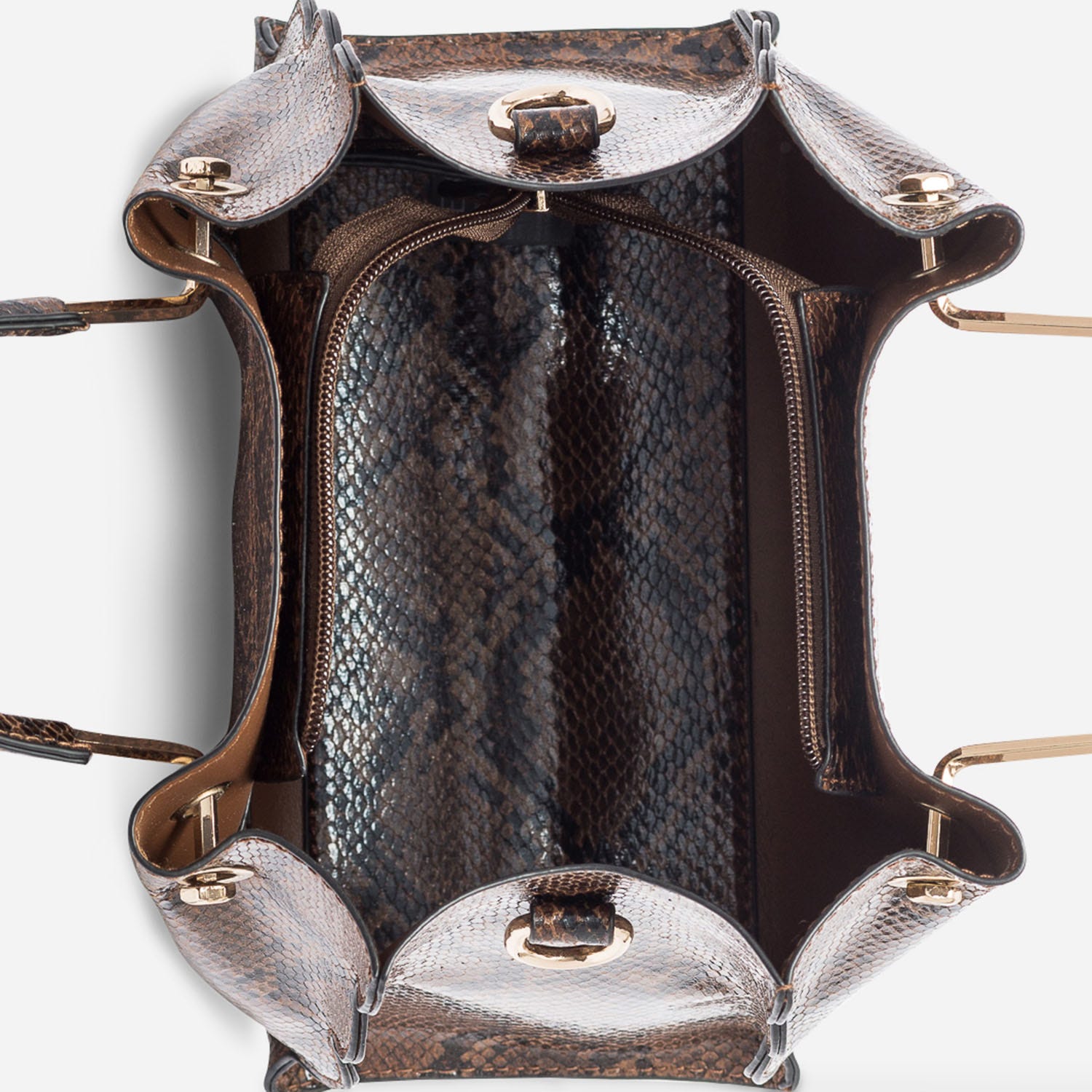 Sac à main TEXTO marron effet python