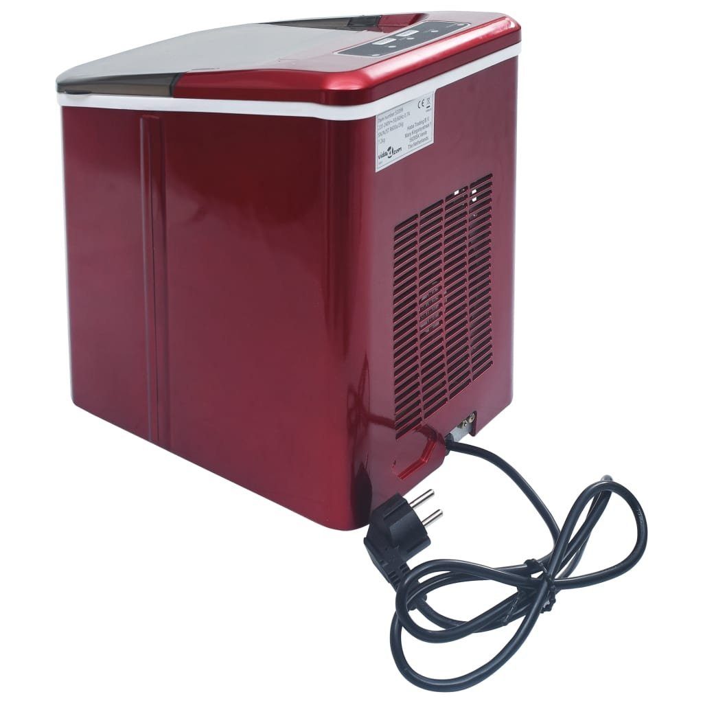 vidaXL Eiswürfelmaschine Eiswürfelbereiter Rot 1,4 L 15 kg / 24 h