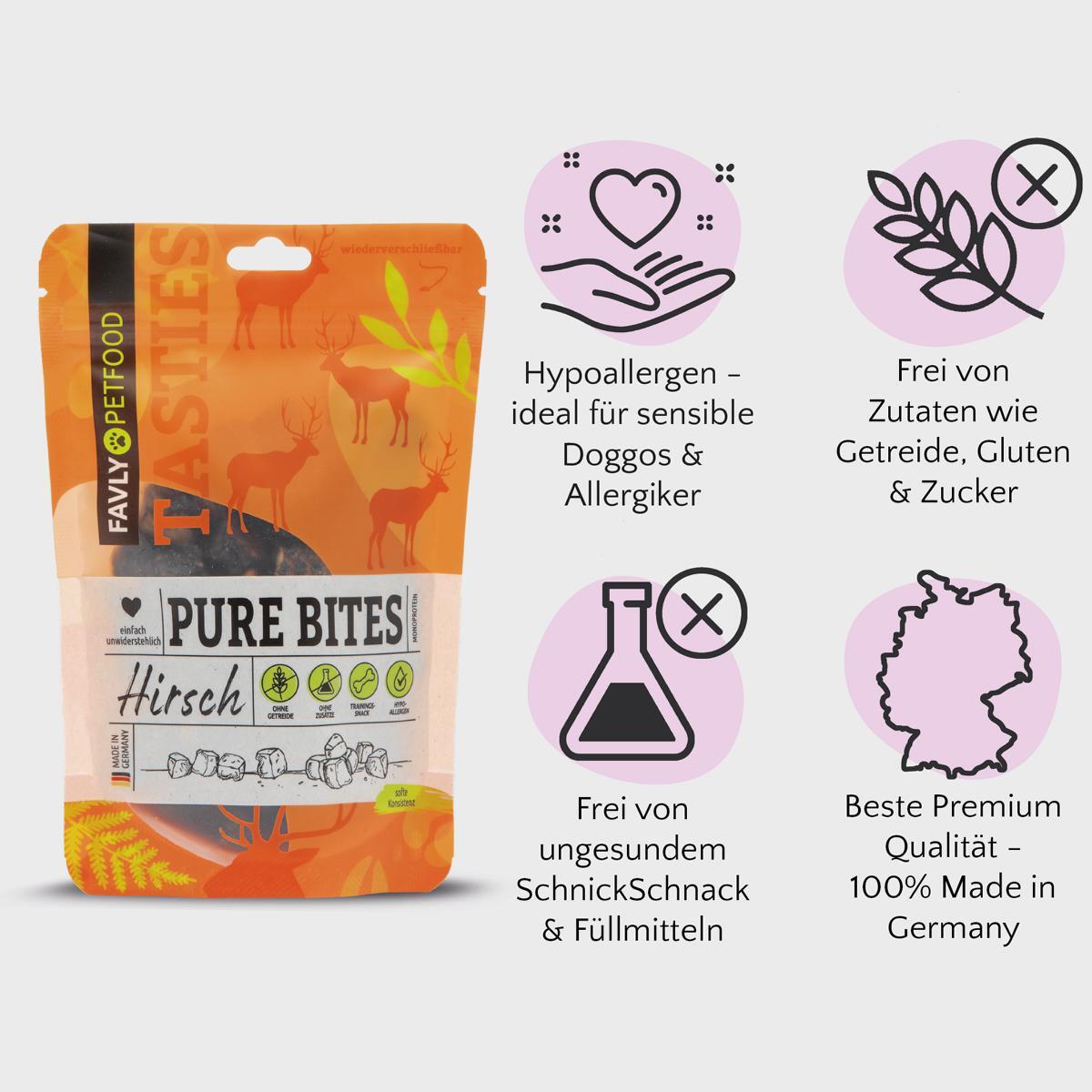 FAVLY Petfood Snacks FAVLY Petfood PURE Bites Hirsch 720 g