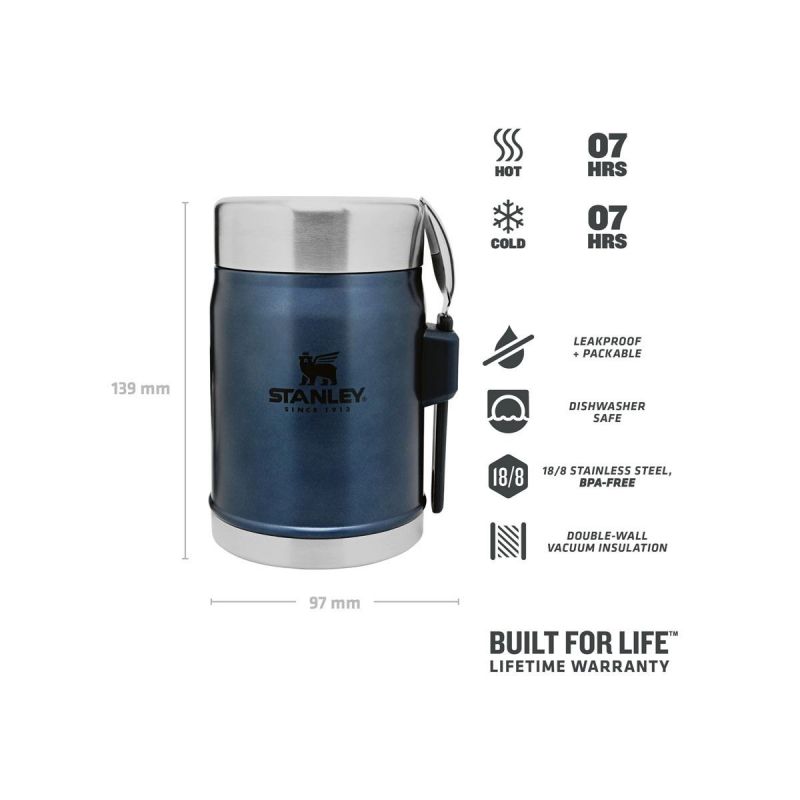 Stanley Food Jar, Classic Legendary Food Jar + Spork 14oz \/ 400ml Nightfall