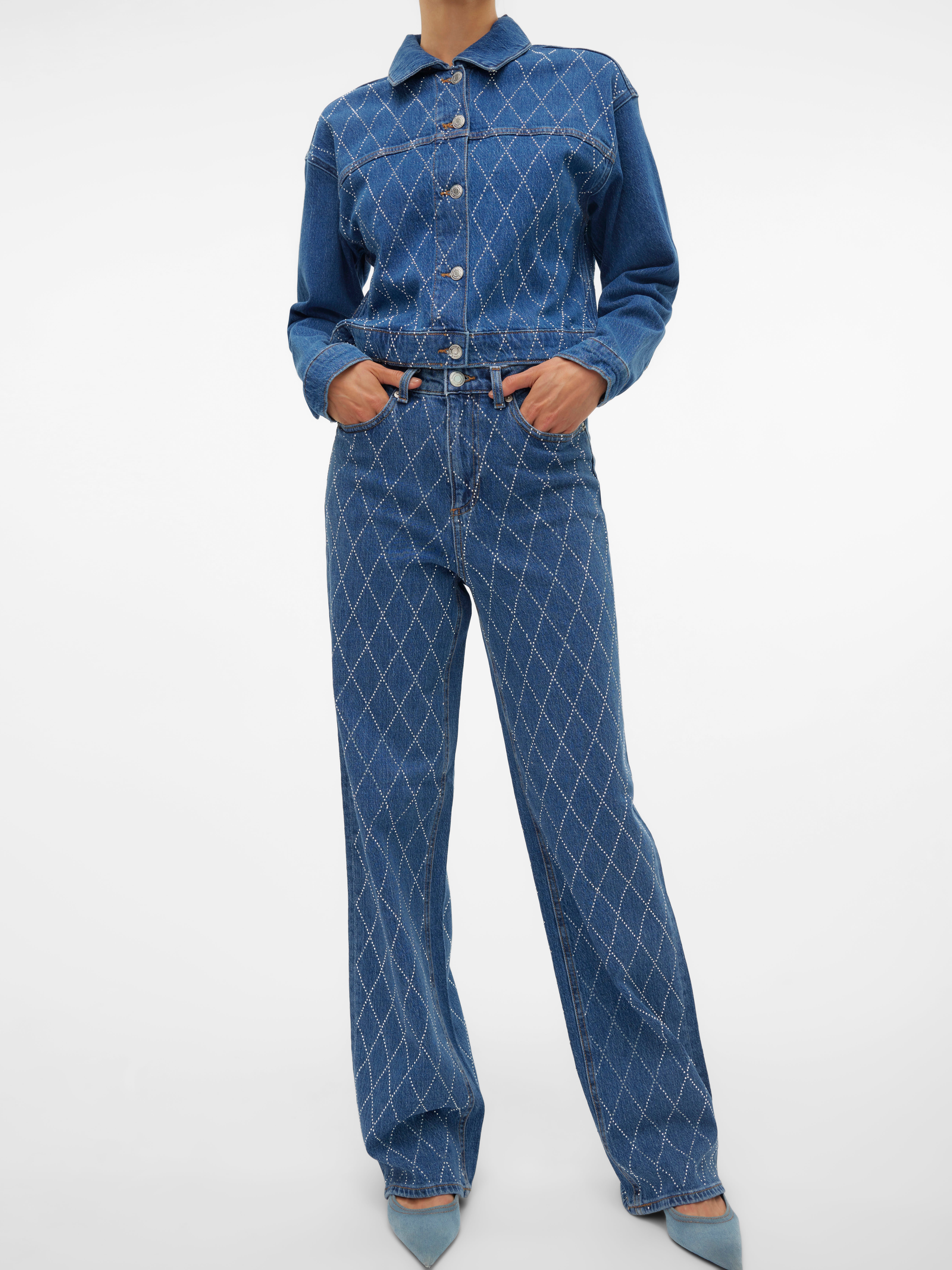 VMTESSA Hohe Taille Weit geschnitten Jeans
