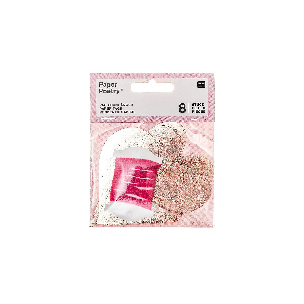 Papieranhänger, Liebe, Herzen, Rosa