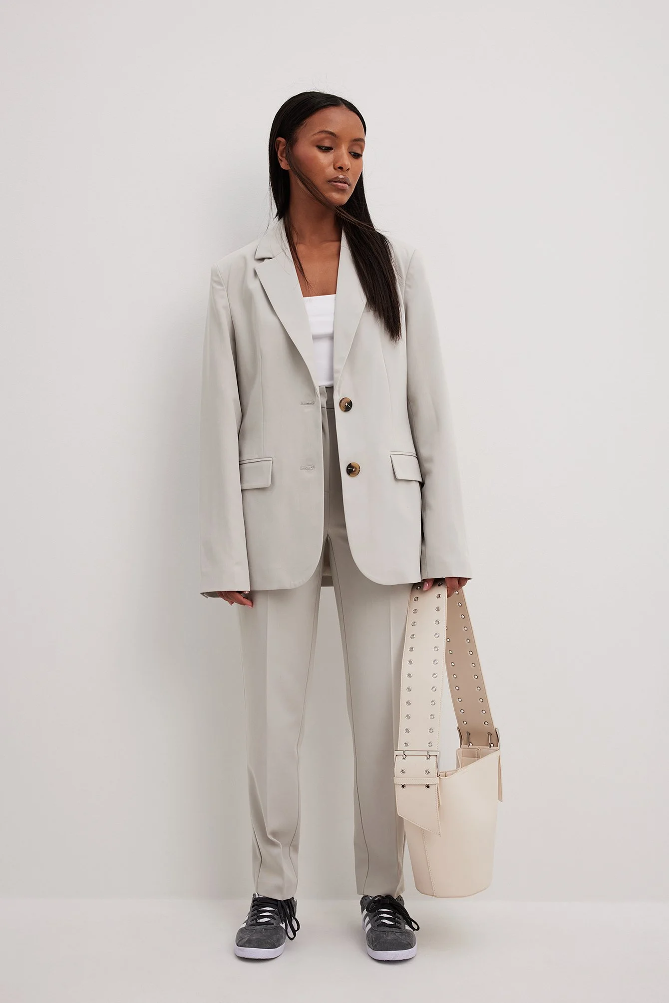Gerade cropped Anzughose mit hoher Taille