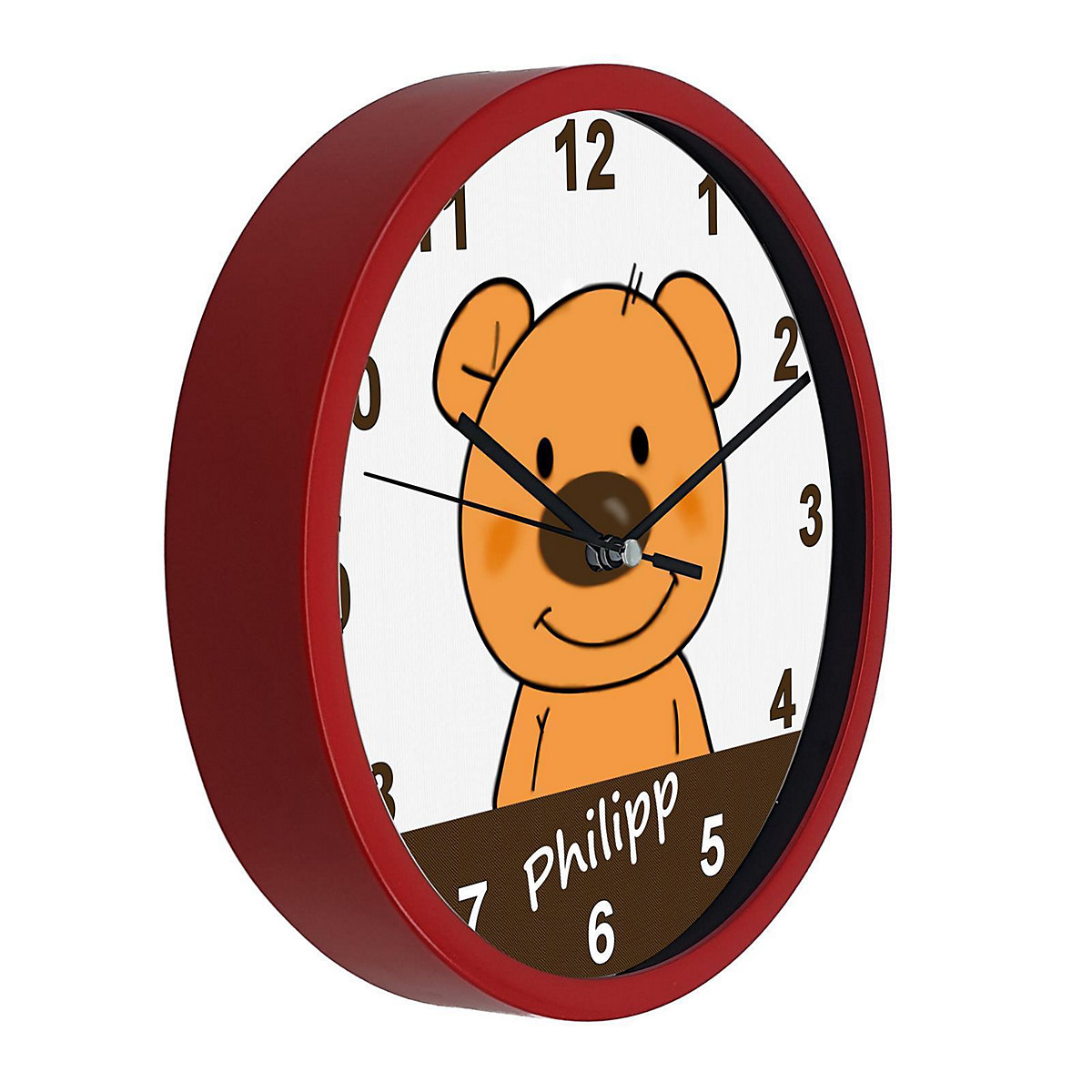 Kinder Wanduhr personalisiert mit Name Teddy Bär