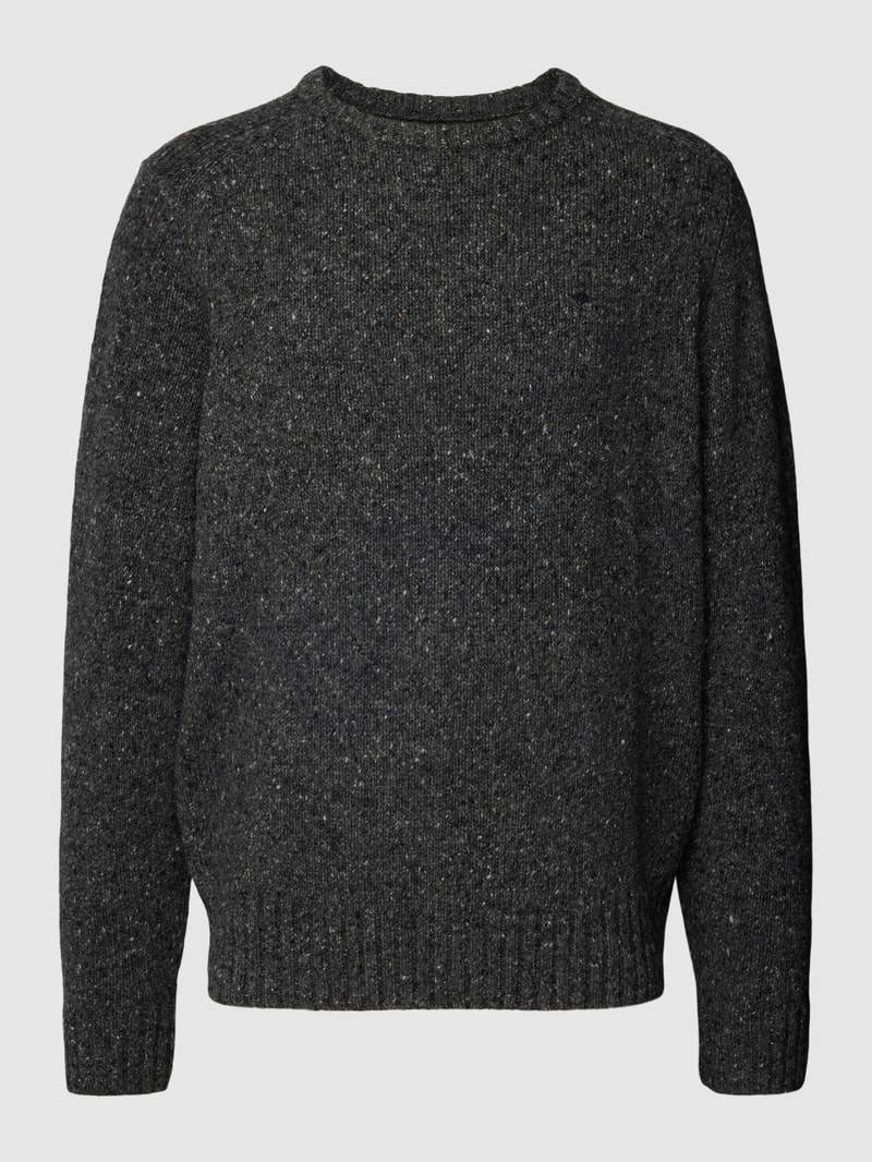 Strickpullover in Melange-Optik Modell 'Donegal' in dunkelgrau