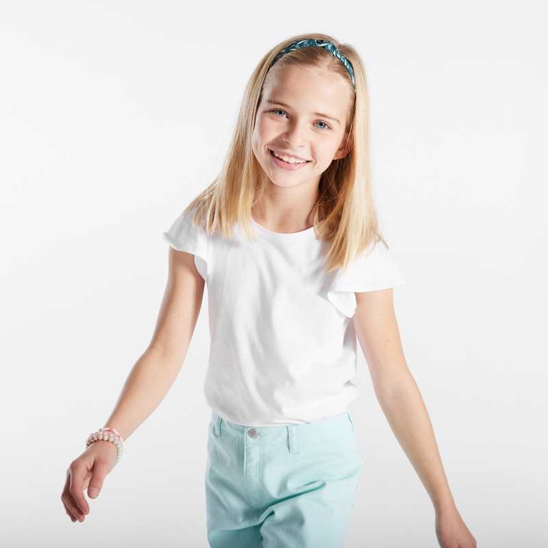 T-shirt à manches courtes volantées blanc fille