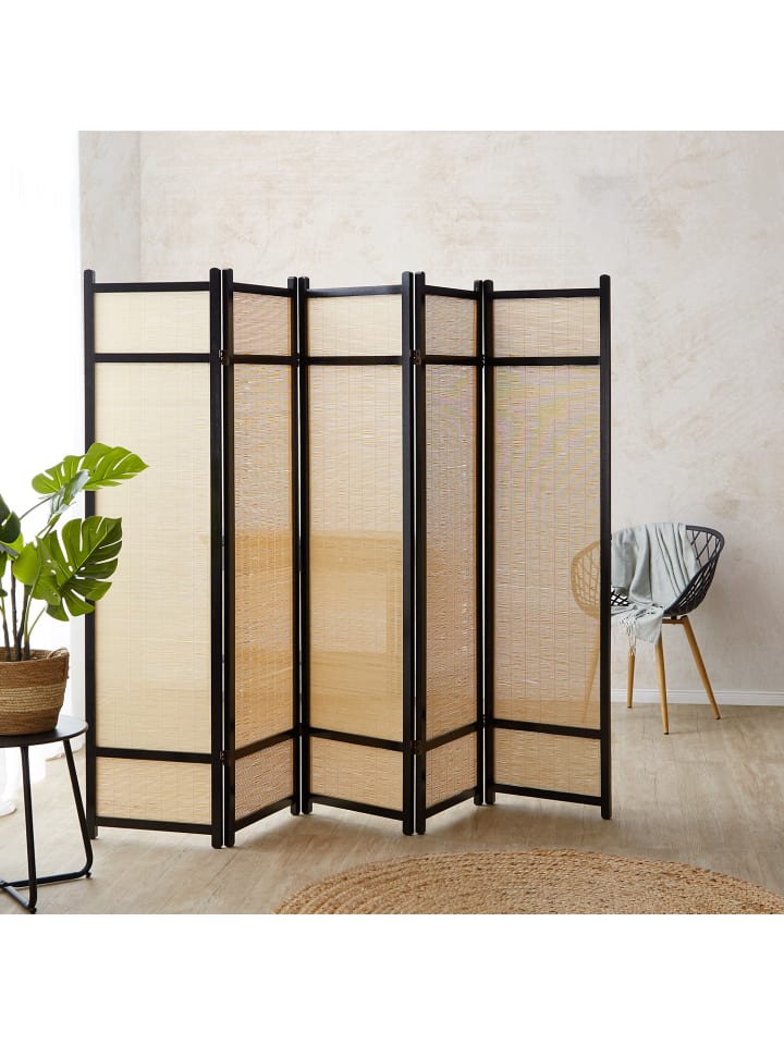 Homestyle4u 5-tlg. Paravent in Schwarz 220x175 günstig kaufen onesize