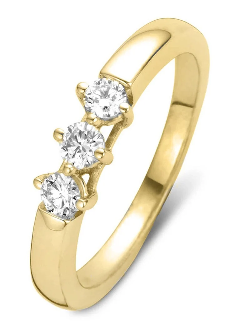 Inel cu vârf de diamant din aur galben, diamant de 0.30 ct, motiv cu inimioare și săgeți.