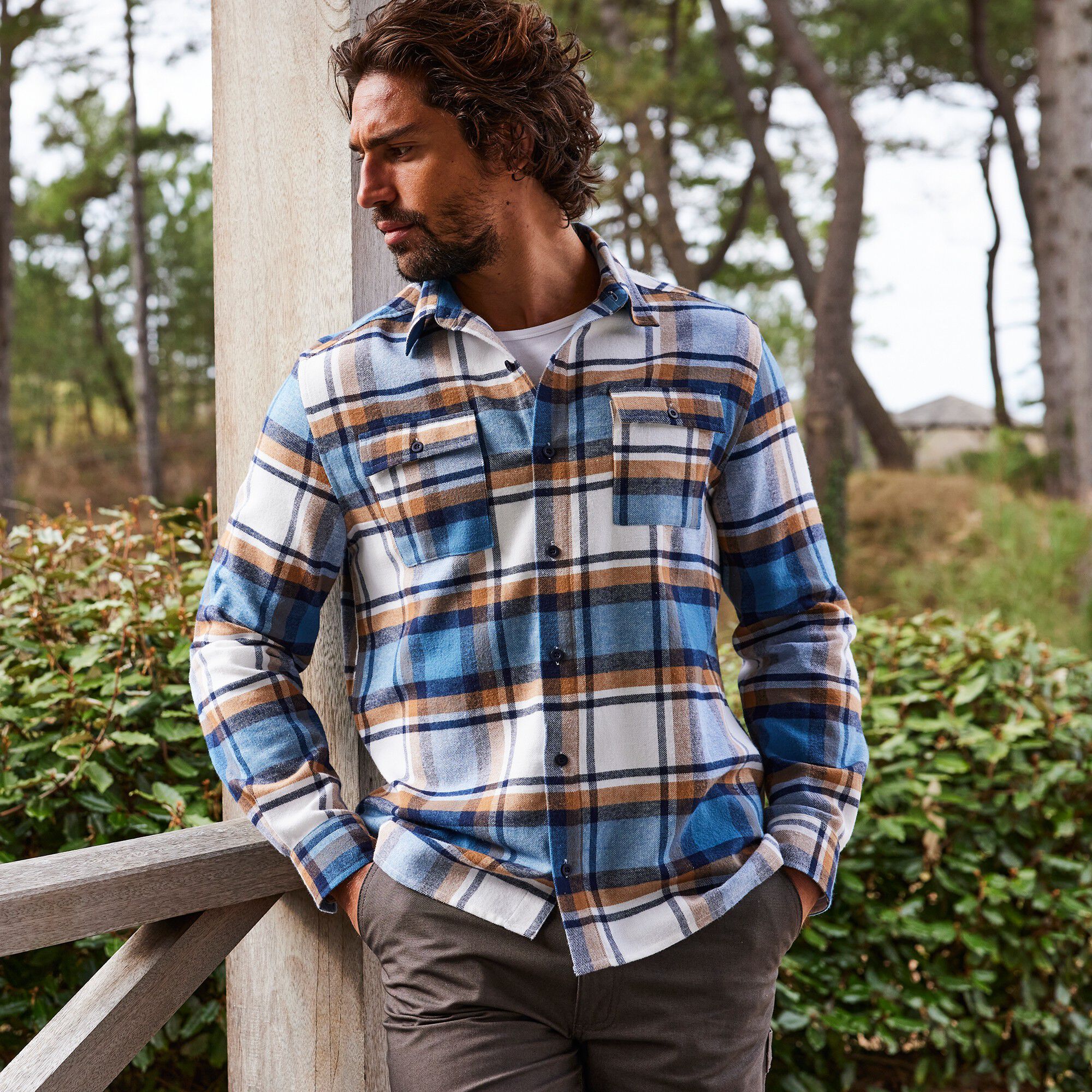 Chemise en flanelle carreaux fils-teints