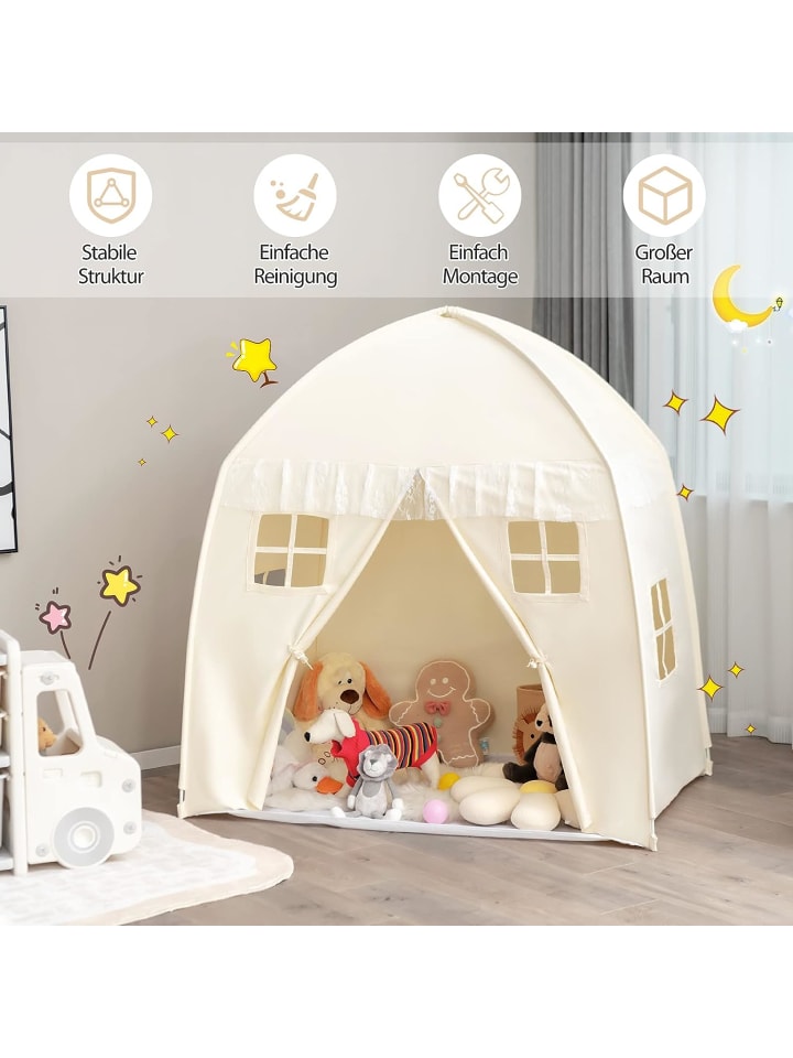 COSTWAY Spielzelt für 2-3 Personen in Beige günstig kaufen 145 x 100 cm