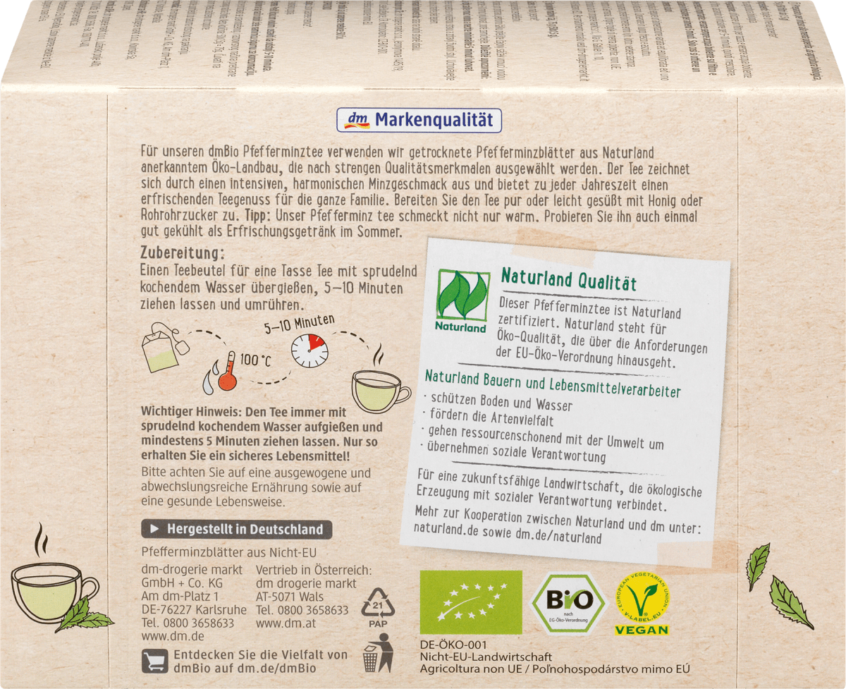 Kräutertee Pfefferminze (50 Beutel), 75 g