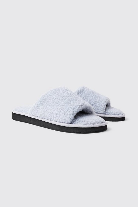 Offene Velour-Hausschuhe