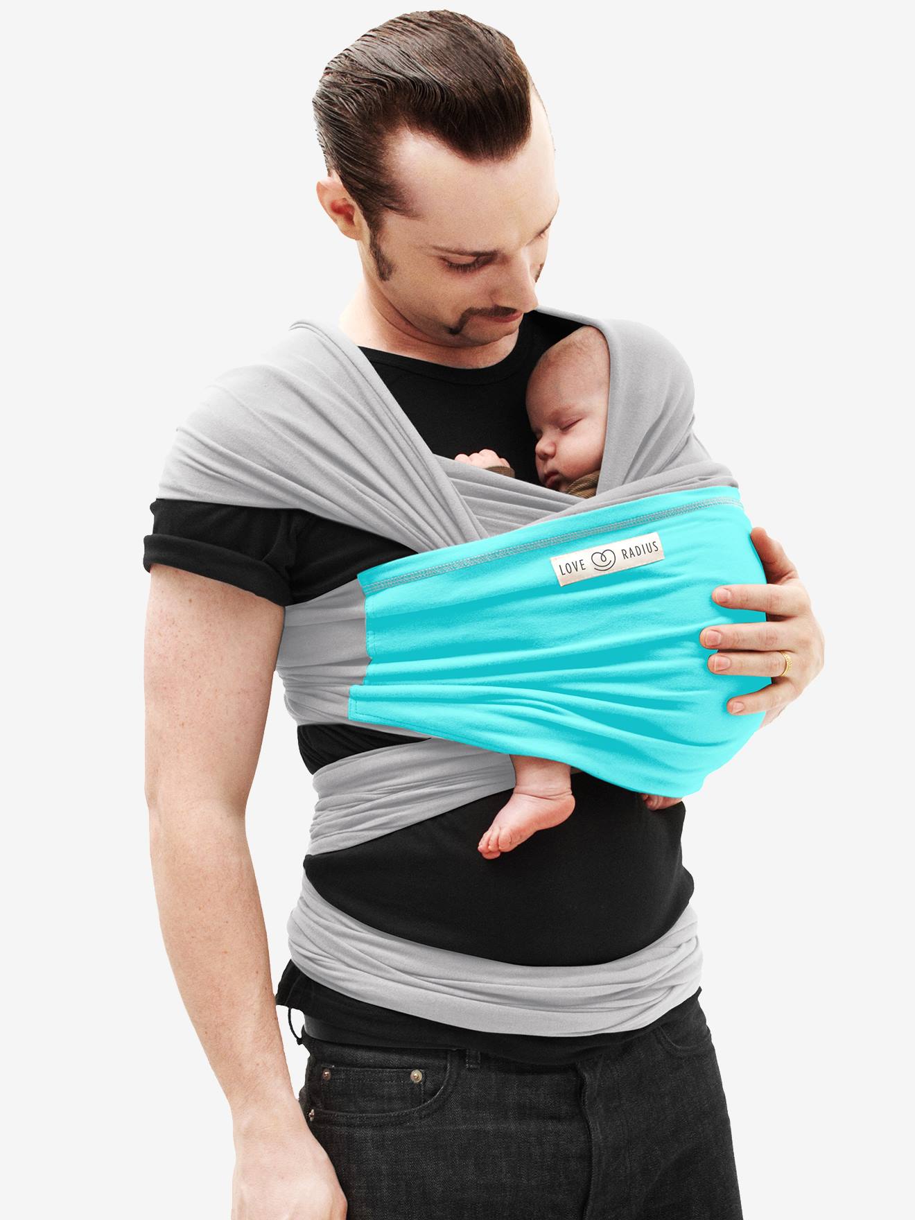 Baby Tragetuch L'Originale LOVE RADIUS by JPMBB - hellgrau/trükis