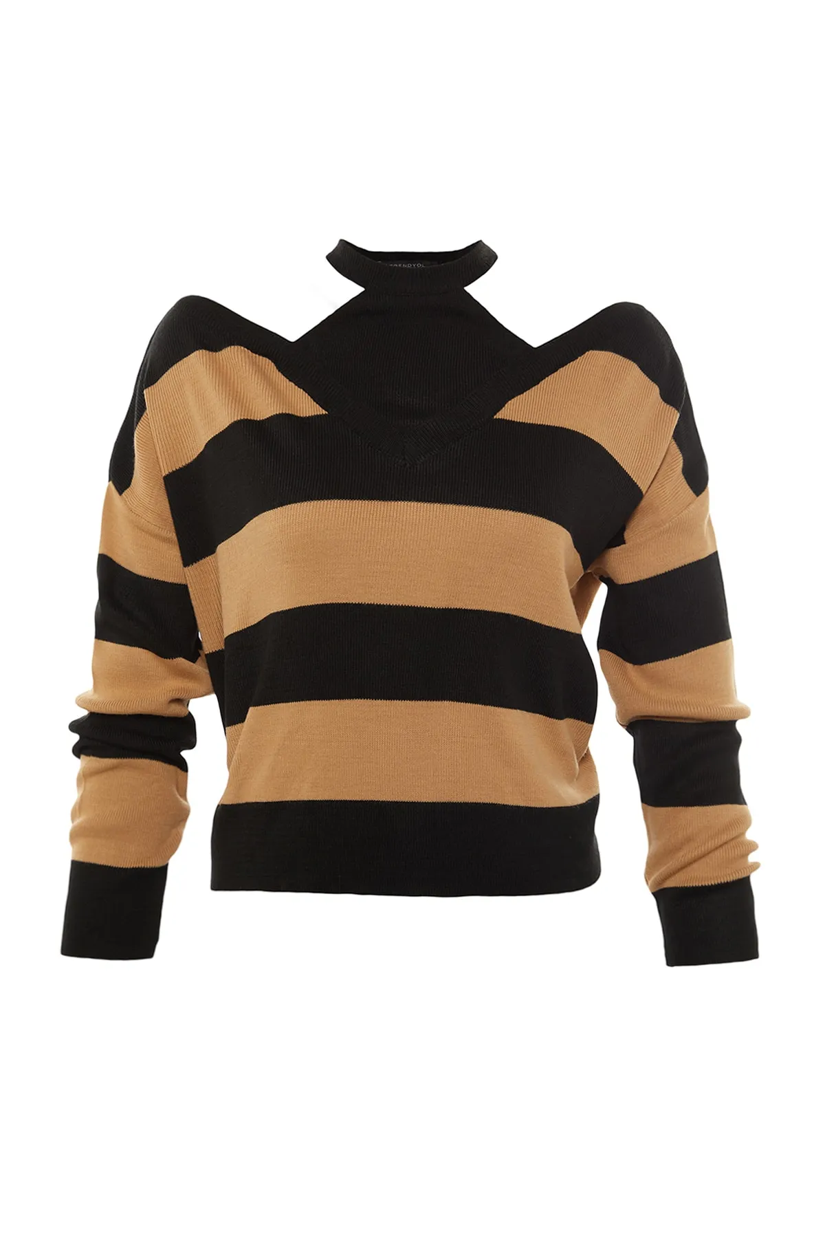 Trendyol Collection  Schwarz gestreifter Strickpullover TWOAW22KZ0521