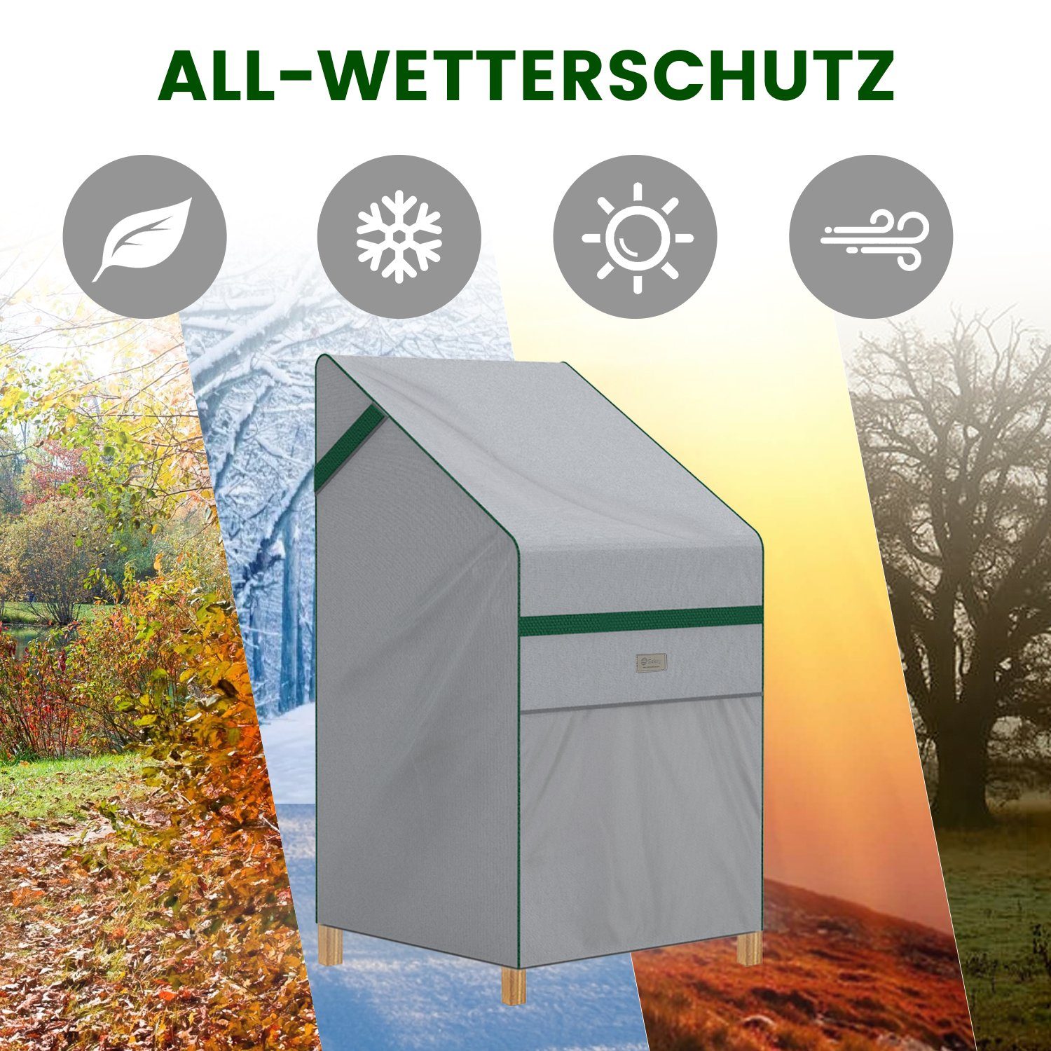 Sekey Gartenmöbel-Schutzhülle Gartenstühle Abdeckung, Schutzplane Wasserdichte Gartenmöbel, für Balkon Stapelstuhl Garten, Gartenstühle klappbar