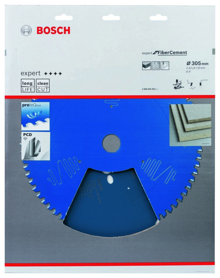 Lamă circulară din carbură Bosch Blue Accessories 2608644353, Expert pentru fibrociment, 305 x 30 x 8 dinți