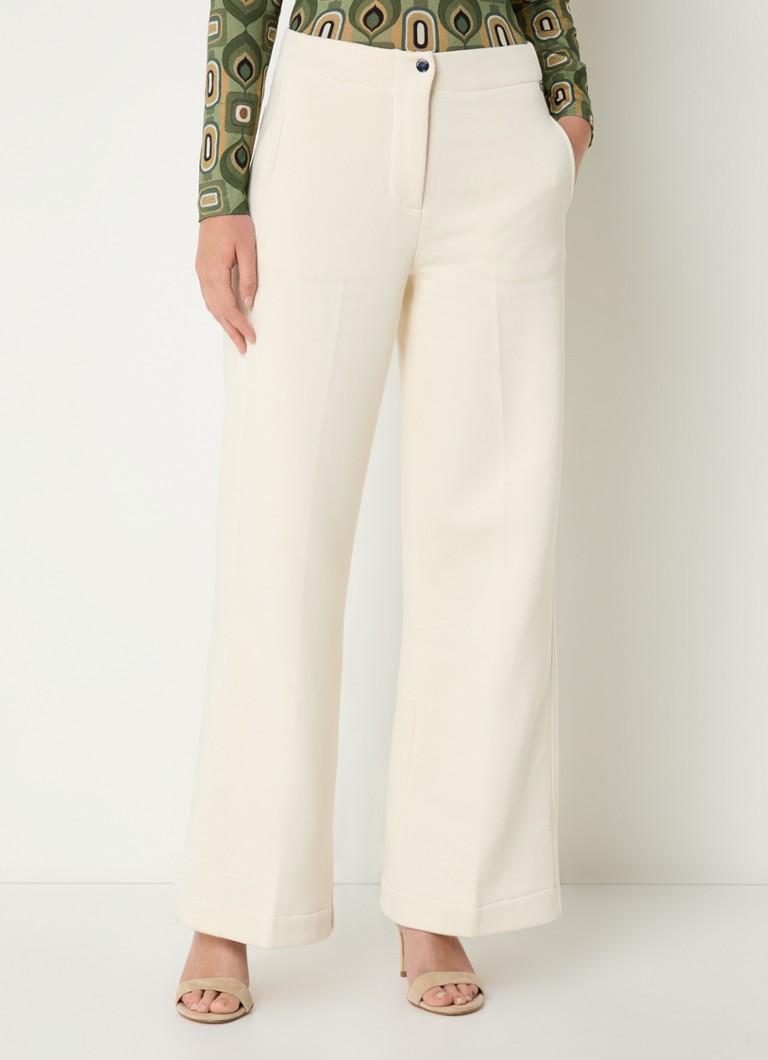 River Woods high-waisted loose-fit trousers in organic cotton blend with side pockets