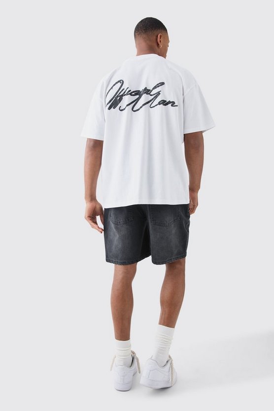 Lockere Jeansshorts in Grau