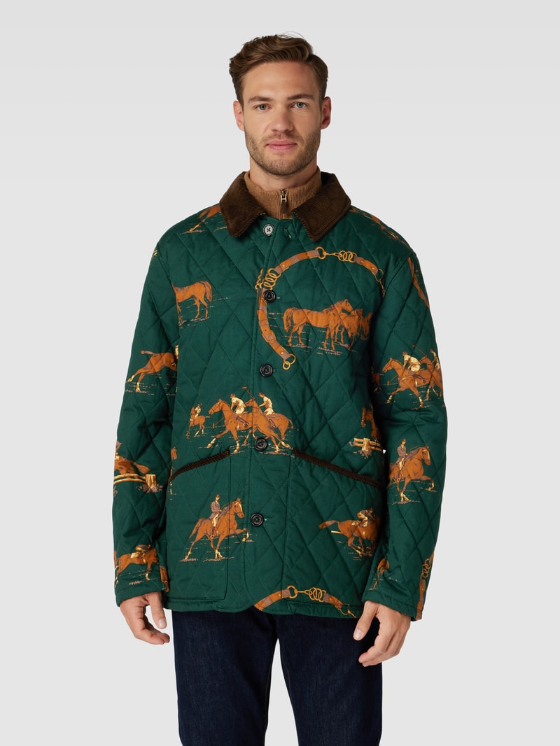 Steppjacke mit Motiv-Print Modell 'BARN' in schwarz