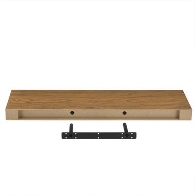 en.casa Wandboard, Wandregal Hängeregal Schlüsselboard 80 x 23,5 x 5 cm Walnuss-Imitat