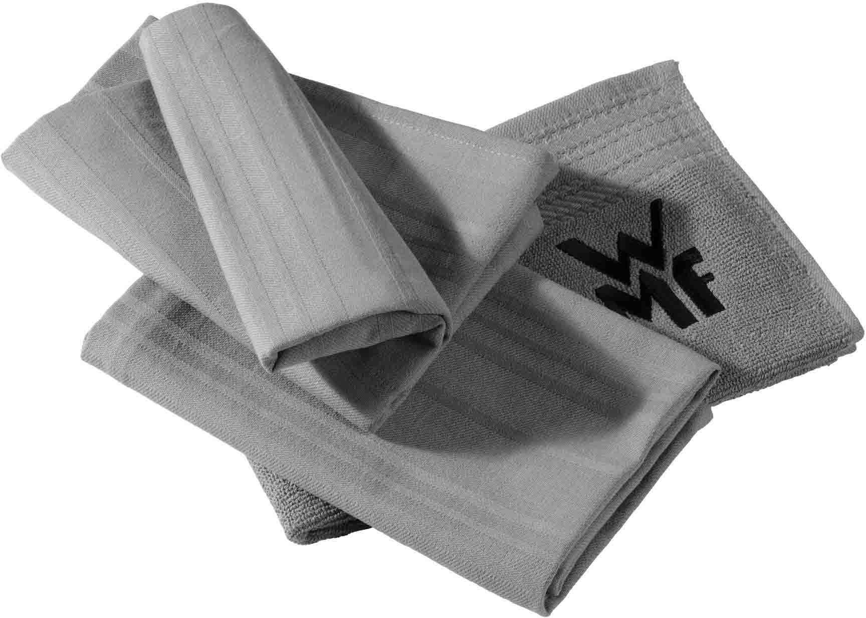 WMF Geschirrtuch, (Set, 3-tlg), 100% Baumwolle, mit aufgesticktem Logo