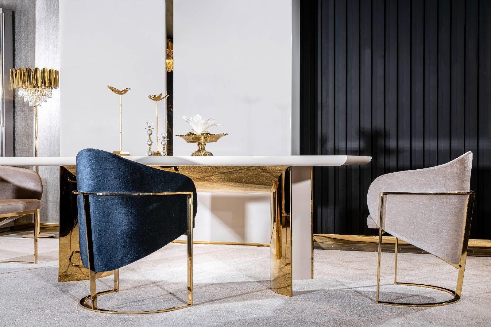 JVmoebel Esszimmer-Set Esszimmer Tisch Esstisch 4x Stuhl Garnitur Tische Stühle Anrichte Set, (7-St., 4х Stühle, Spiegel, Tisch, Anrichte), Made in Europa