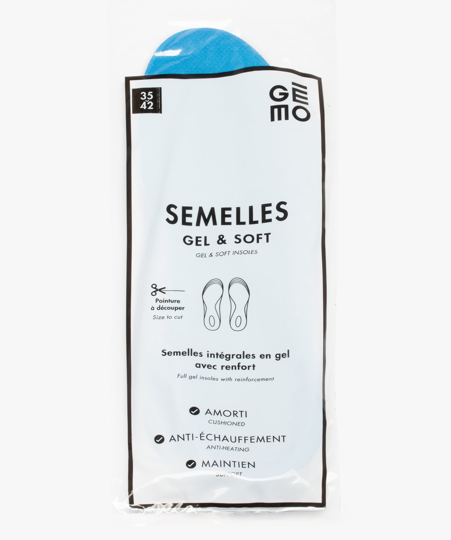 Semelles gel & soft anti-échauffement et amortissantes bleu | GEMO