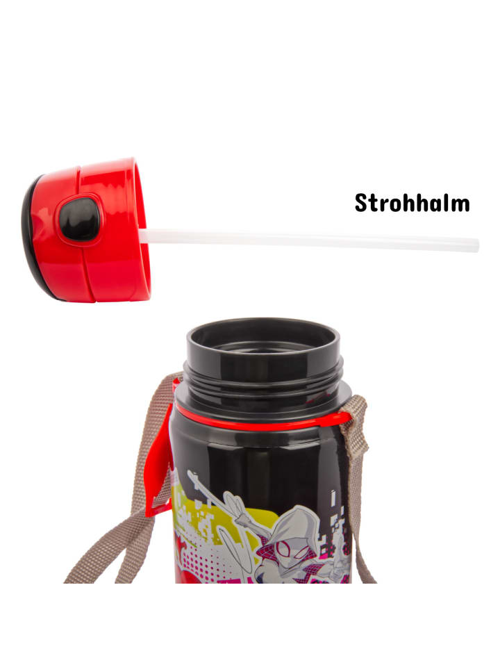 miniHeld Kinder Trinkflasche Spiderman 600ml Schwarz Tragegurt Alu Marvel Held 3 Jahre günstig kaufen onesize