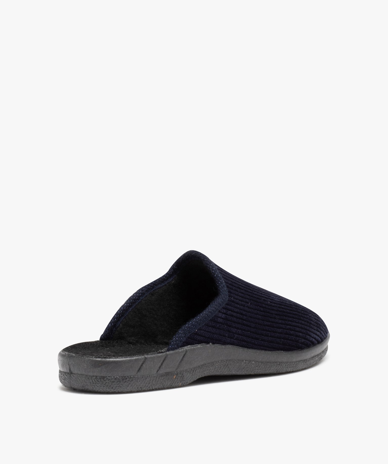Chaussons homme mules confort dessus en velours ctelé uni bleu | GEMO