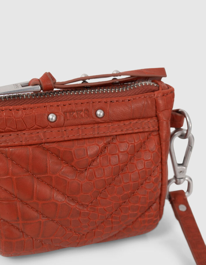 Mini trousse 1440 Toy orange cuir embossé croco Femme