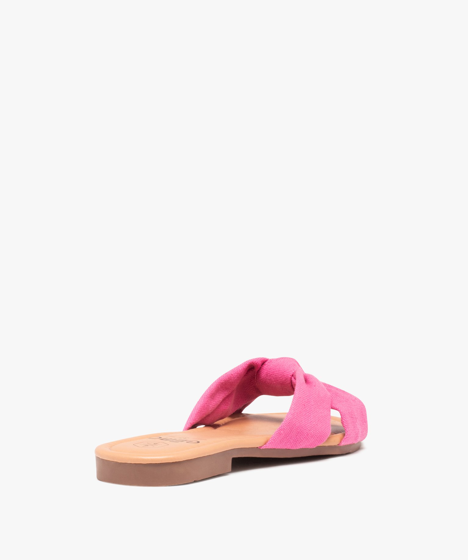 Mules femme à talon plat et dessus en toile drapée rose | GEMO