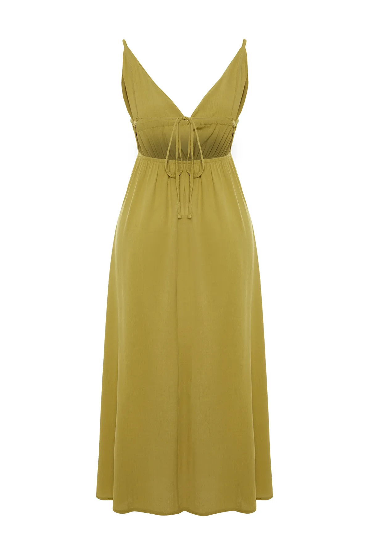 Trendyol Collection  Khakifarbenes, gewebtes, gerafftes Maxi-Strandkleid TBESS23EL00063