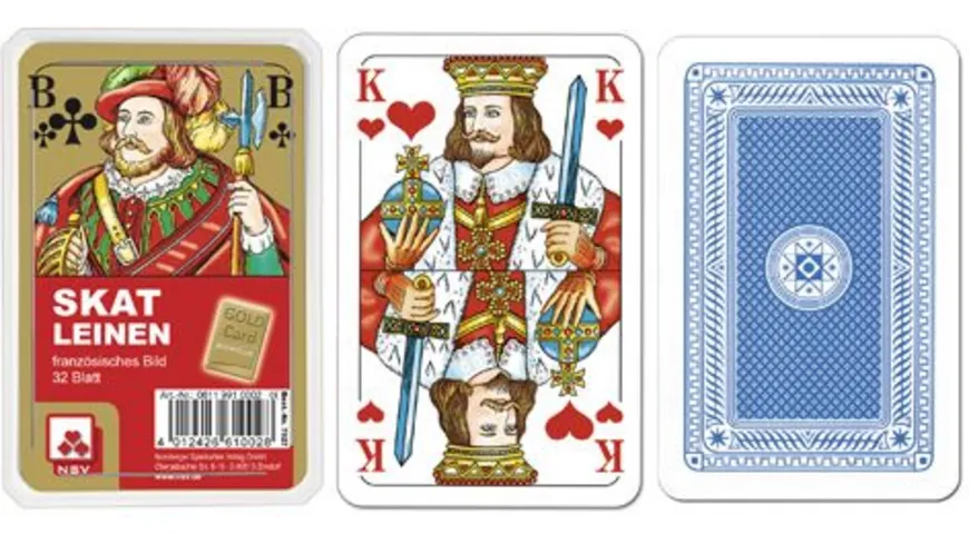 Nürnberger Spielkarten - Skat Premium Leinen, französisches Bild im Klarsichtetui