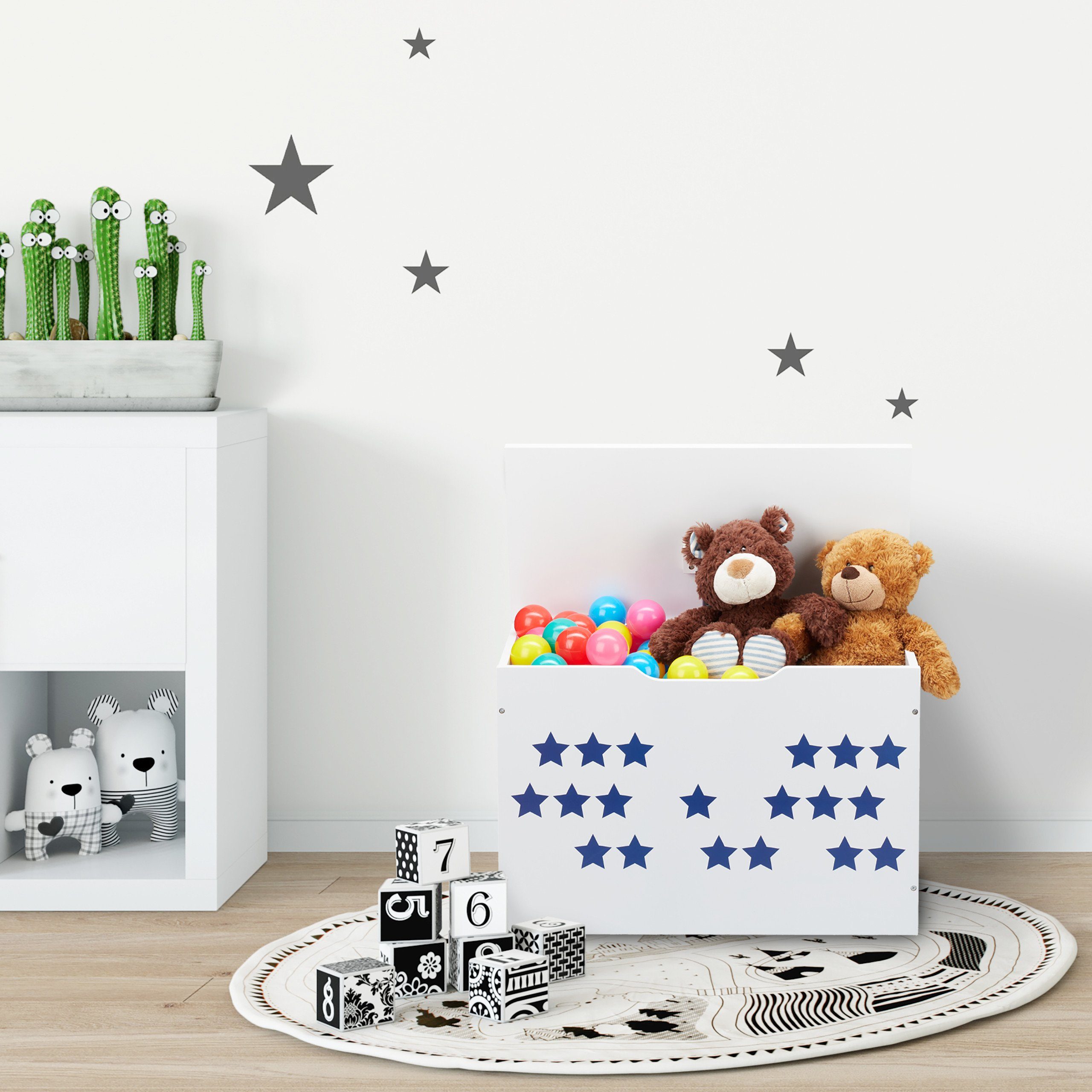 relaxdays Spielzeugtruhe Spielzeugtruhe weiß