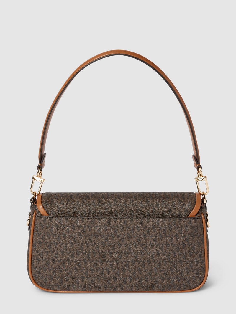 Handtasche mit Allover-Label-Print Modell 'PARKER' in mittelbraun