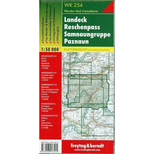 Landeck - Reschenpass - Samnaungruppe - Paznaun. 1 : 50.000 - Wanderkarte
